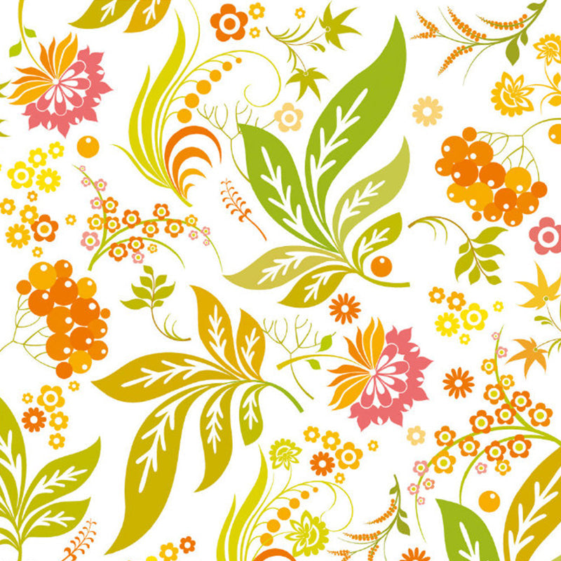 Flower and Leaf Wallpaper Murals Yellow-Green Contemporary Wall Art for Girls Room Clearhalo 'Wall Decor' 'Wall Mural' 1173168