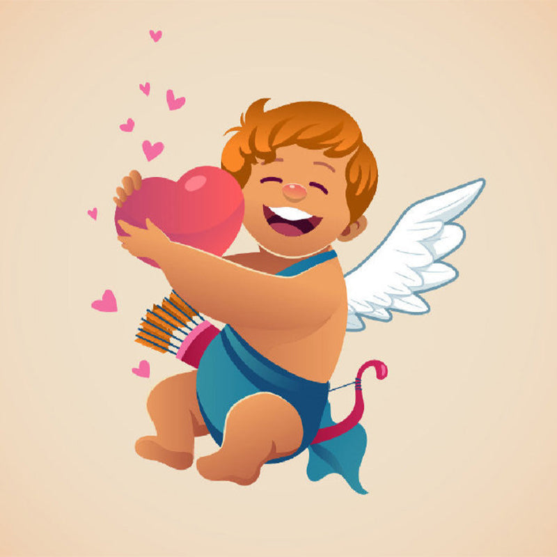 Cartoon Young Cupid Murals in Red Brown Daycare Center Wall Decor, Made to Measure Clearhalo 'Wall Decor' 'Wall Mural' 1173203