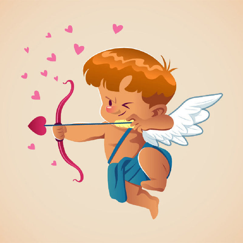 Brown Angel of Love Murals Stain-Resistant Cartoon Style Nursery Wall Decoration Clearhalo 'Wall Decor' 'Wall Mural' 1173223