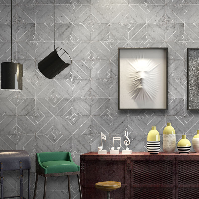 Geometric Rhombus Wallpaper Industrial Vinyl Wall Art in Dark Color for Home Decor Light Gray Clearhalo 'Industrial wall decor' 'Industrial' 'Wallpaper' Wall Decor' 1173836