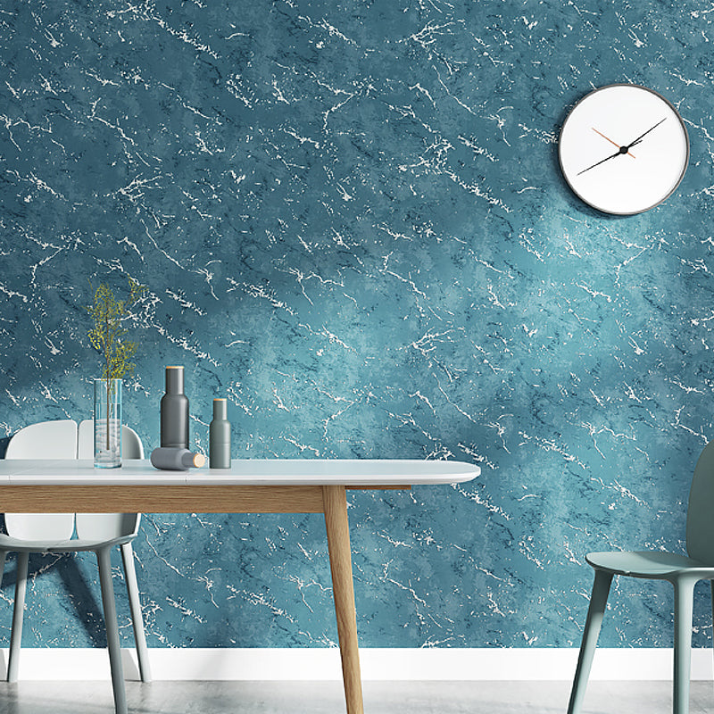 Minimalist Marble Wallpaper Roll Soft Color Moisture Resistant Wall Art for Bedroom Ocean Blue Clearhalo 'Modern wall decor' 'Modern' 'Wallpaper' Wall Decor' 1173871