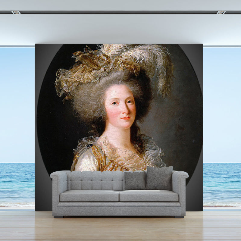 Elisabeth De France Portrait Murals Victorian Period Smooth Wall Covering for Home Brown-Black Clearhalo 'Wall Decor' 'Wall Mural' 1177973