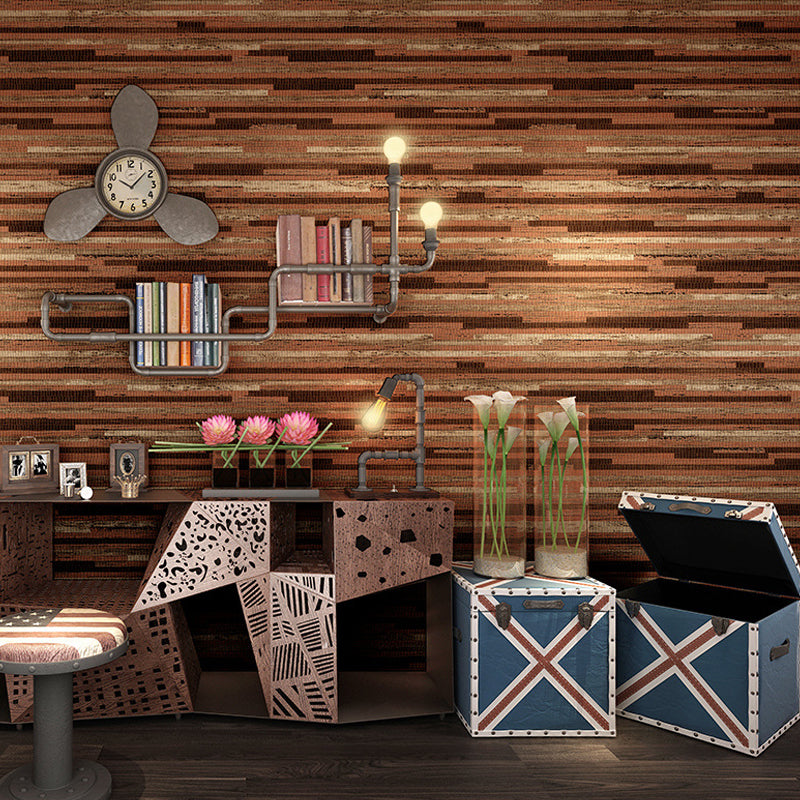 Laminated Wood Look Wallpaper Industrial Unpasted Living Room Wall Art, 33' x 20.5