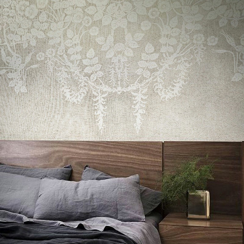 Illustration Ivy Wall Paper Murals Large Wall Decor for Bedroom, Customized Size Available Clearhalo 'Wall Decor' 'Wall Mural' 1180804