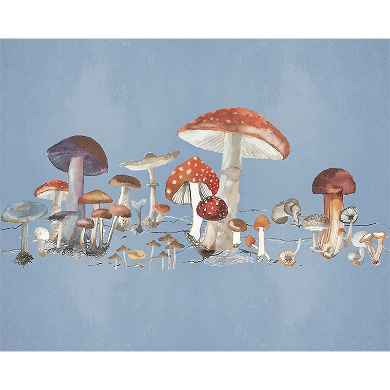 Illustration Mushroom Murals Wallpaper Whole Wall Covering for Childrens Bedroom, Custom Print Clearhalo 'Wall Decor' 'Wall Mural' 1180832