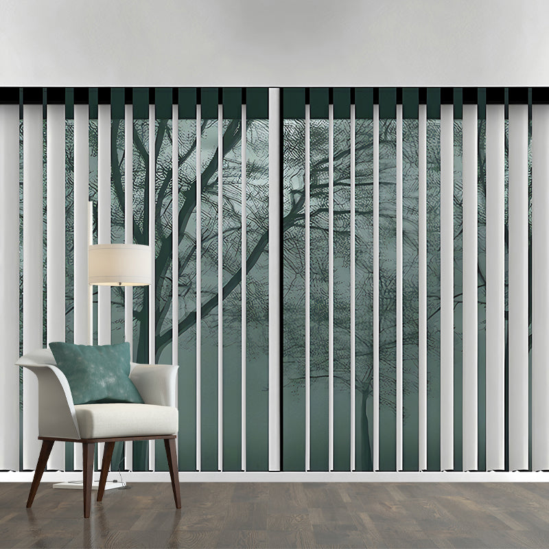 Full Size Asia Wallpaper Murals Green Faux Tree-Shutter Effect Wall Art, Made to Measure Clearhalo 'Wall Decor' 'Wall Mural' 1180845