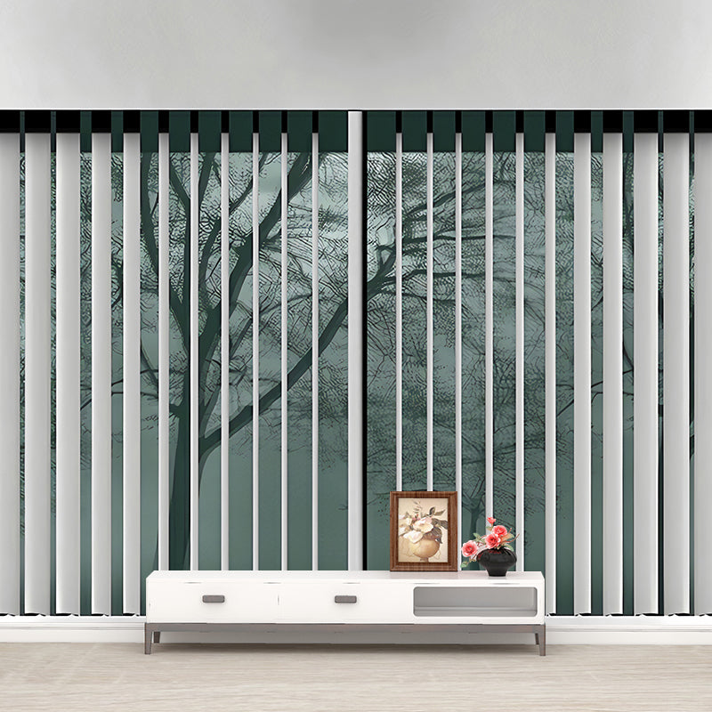 Full Size Asia Wallpaper Murals Green Faux Tree-Shutter Effect Wall Art, Made to Measure Clearhalo 'Wall Decor' 'Wall Mural' 1180846