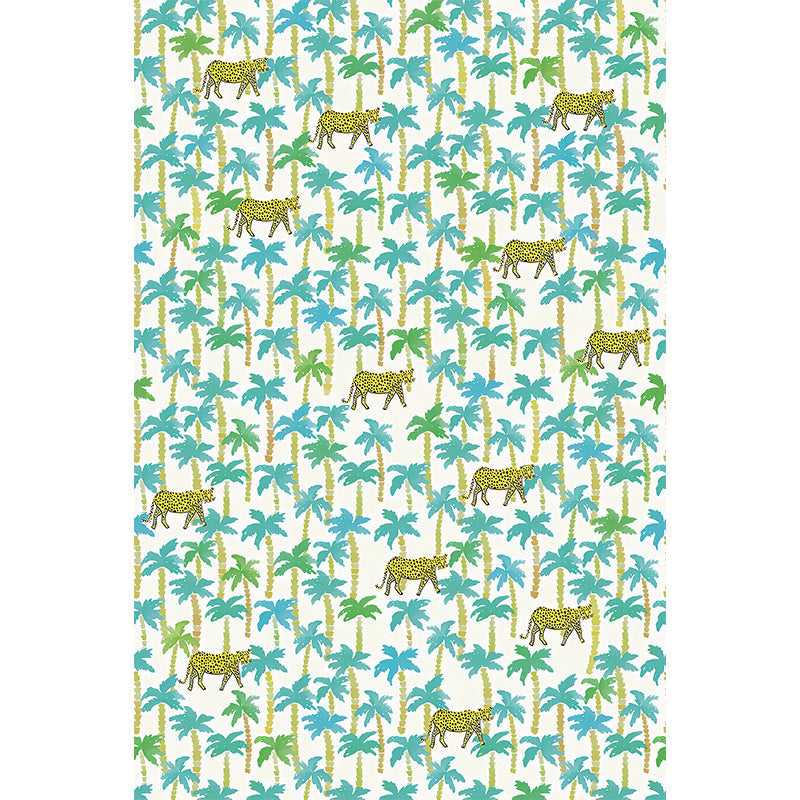 Yellow-Blue Tropical Mural Wallpaper Large Jungle Leopard Printed Wall Decor for Home Clearhalo 'Wall Decor' 'Wall Mural' 1180940