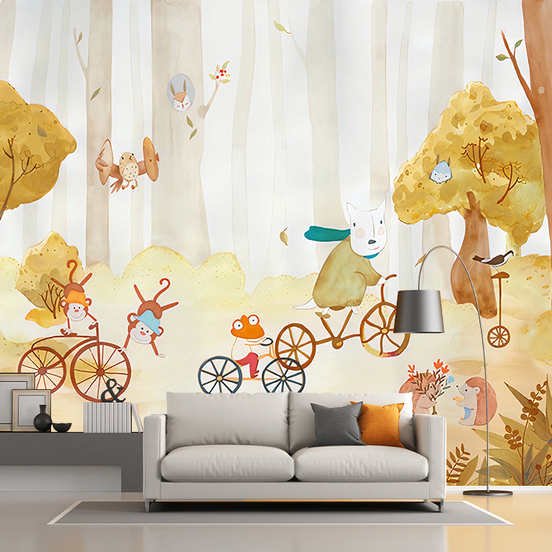 Cartoon Animals Wallpaper Murals Childrens Art Smooth Wall Covering for Baby Room Clearhalo 'Wall Decor' 'Wall Mural' 1180973