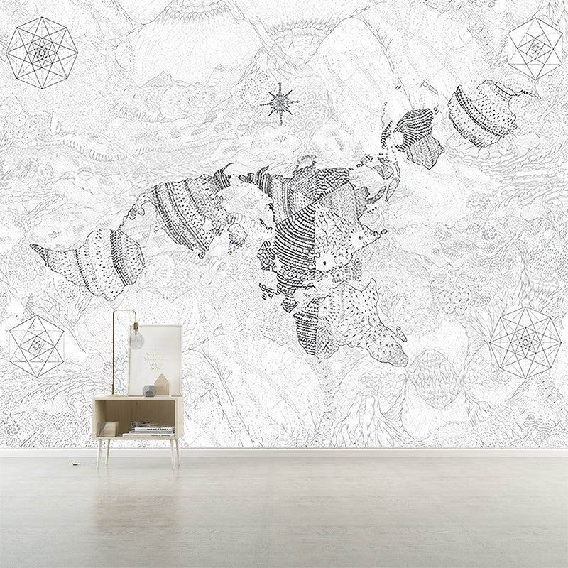 Sailing Map Mural Wallpaper Antique Stain Resistant Bedroom Wall Decor, Made to Measure Clearhalo 'Wall Decor' 'Wall Mural' 1181003