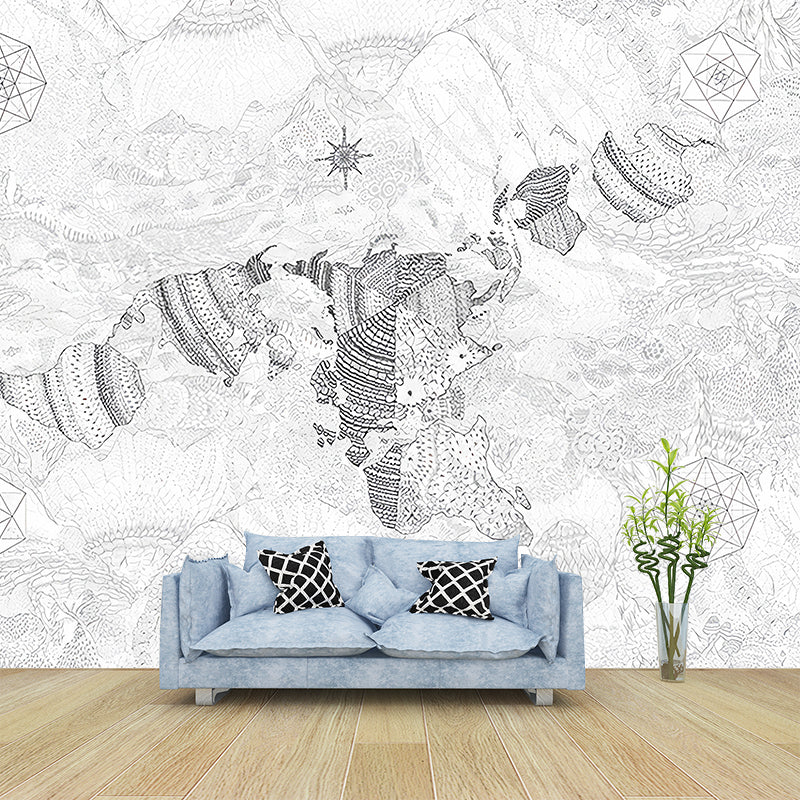 Sailing Map Mural Wallpaper Antique Stain Resistant Bedroom Wall Decor, Made to Measure Clearhalo 'Wall Decor' 'Wall Mural' 1181004