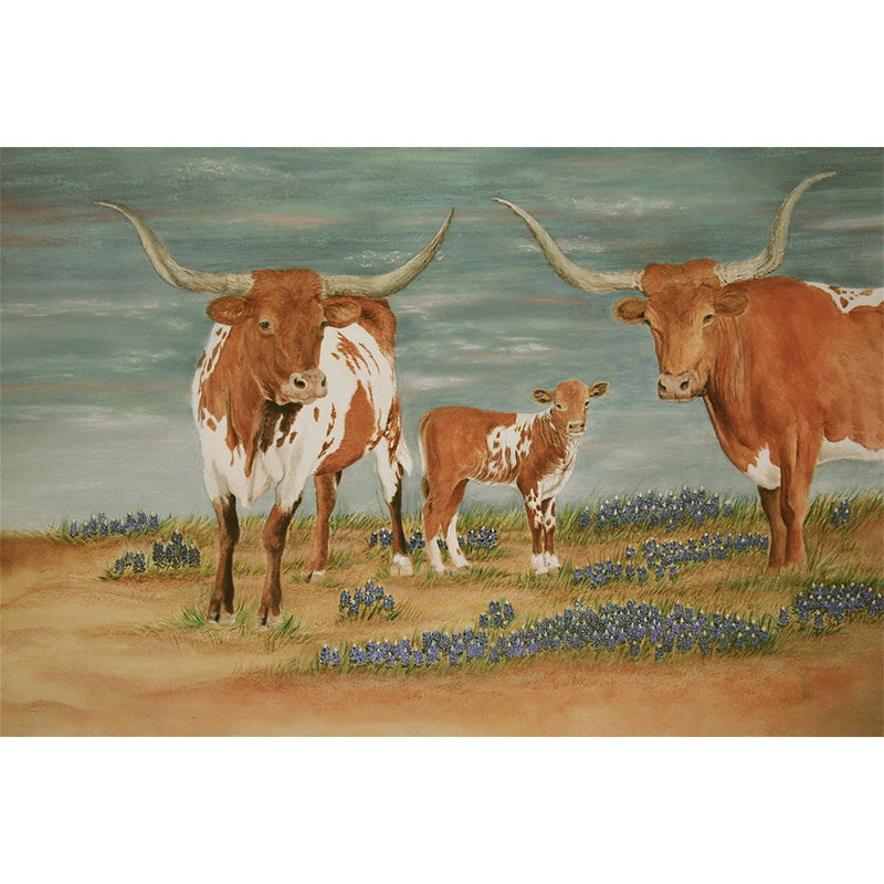 Rustic Milk Cow Painting Murals Brown Animal Wall Covering for Living Room Decoration Clearhalo 'Wall Decor' 'Wall Mural' 1181053