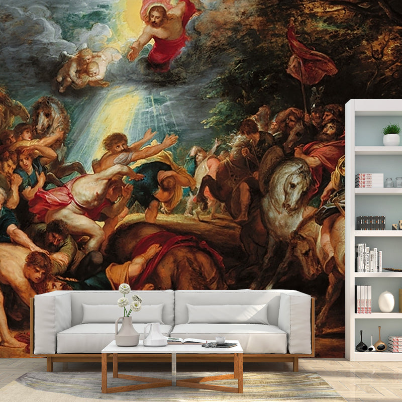 Customized Religious Wall Mural Retro the Conversion of Saint Paul Pattern Wall Decor in Brown Clearhalo 'Wall Decor' 'Wall Mural' 1181056