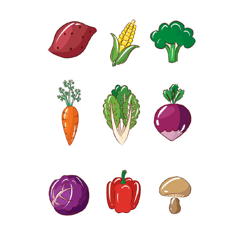 Purple-Green Vegetables Mural Food Cartoon Style Stain Resistant Wall Decoration Clearhalo 'Wall Decor' 'Wall Mural' 1183752