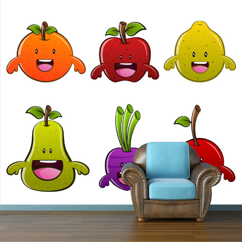 Large Fruits Mural Wallpaper Red-Yellow-Green Non-Woven Wall Art, Stain-Resistant, Custom Size Clearhalo 'Wall Decor' 'Wall Mural' 1183760