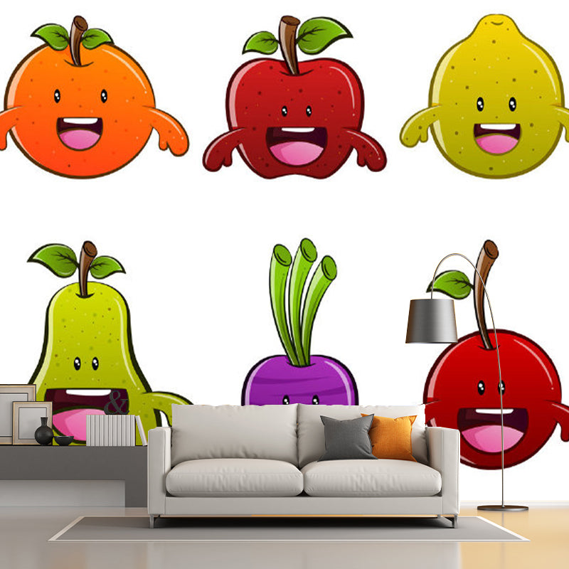 Large Fruits Mural Wallpaper Red-Yellow-Green Non-Woven Wall Art, Stain-Resistant, Custom Size Clearhalo 'Wall Decor' 'Wall Mural' 1183761