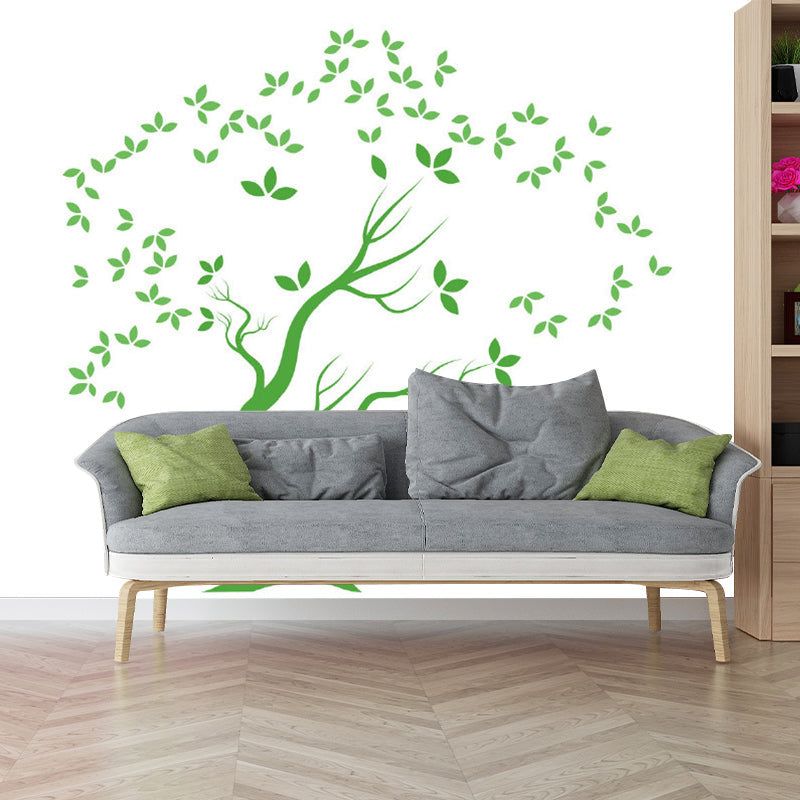 Green Tree Wall Paper Murals Stain-Resistant Childrens Art Kids Bedroom Wall Decor Green Clearhalo 'Wall Decor' 'Wall Mural' 1183814