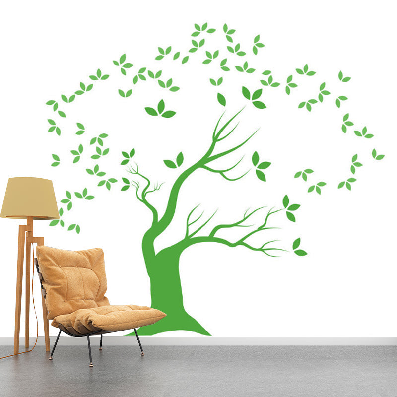 Green Tree Wall Paper Murals Stain-Resistant Childrens Art Kids Bedroom Wall Decor Clearhalo 'Wall Decor' 'Wall Mural' 1183815