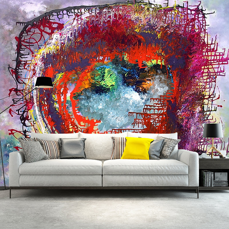 Modern Spray Paint Artwork Mural Purple-Red Stain Resistant Wall Decor for Bedroom Purple-Red Clearhalo 'Wall Decor' 'Wall Mural' 1184064