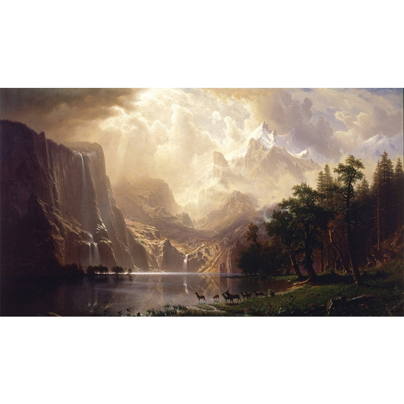 Brown Artistry Wall Paper Murals Whole Among the Sierra Nevada Mountains Drawing Wall Art for Home Clearhalo 'Wall Decor' 'Wall Mural' 1184097