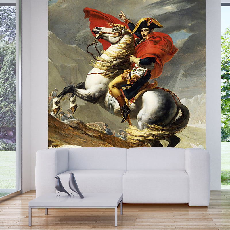 Classic Napoleon Oil Painting Murals for Office Decor Customized Wall Art in Red Brown Red Brown Clearhalo 'Wall Decor' 'Wall Mural' 1184164