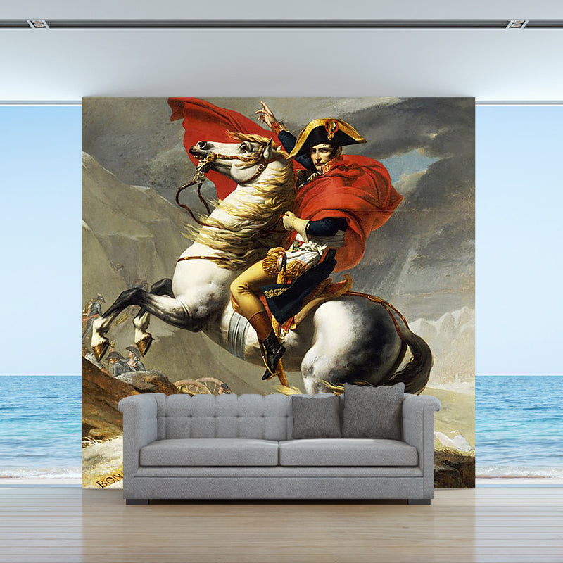 Classic Napoleon Oil Painting Murals for Office Decor Customized Wall Art in Red Brown Clearhalo 'Wall Decor' 'Wall Mural' 1184165