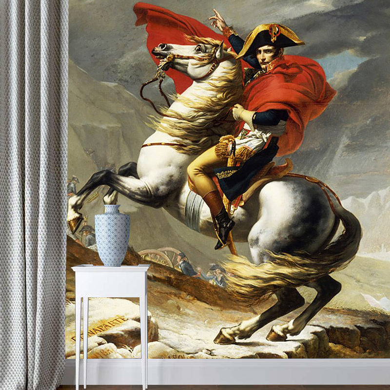 Classic Napoleon Oil Painting Murals for Office Decor Customized Wall Art in Red Brown Clearhalo 'Wall Decor' 'Wall Mural' 1184166