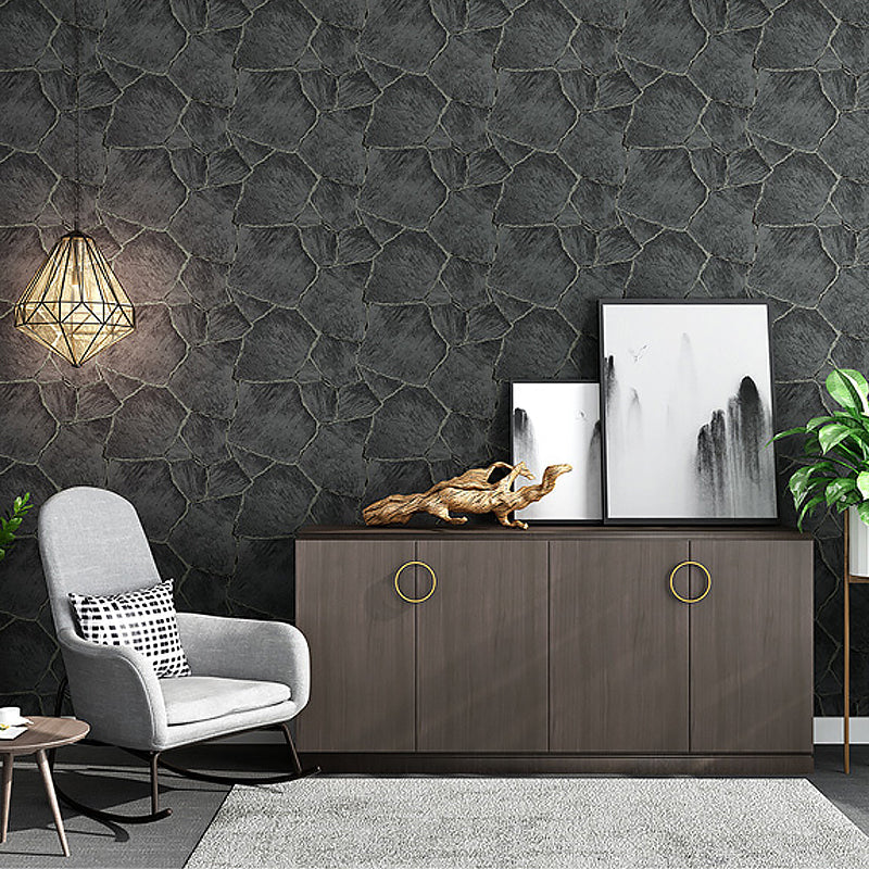 Modern Crackle Wallpaper Non-Woven Unpasted Dark Color Wall Decor for Living Room Dark Gray Clearhalo 'Modern wall decor' 'Modern' 'Wallpaper' Wall Decor' 1184416