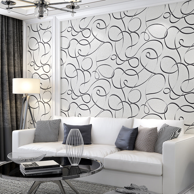 Modernist Swirl Patterned Wallpaper Pastel Color Unpasted Wall Art for Living Room Cream Clearhalo 'Modern wall decor' 'Modern' 'Wallpaper' Wall Decor' 1184533