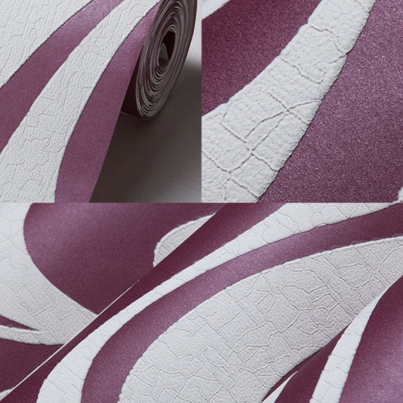 57.1-sq ft Dark Color Flock Wallpaper Seamless Curves Moisture Resistant Wall Decor Grape Clearhalo 'Modern wall decor' 'Modern' 'Wallpaper' Wall Decor' 1184853