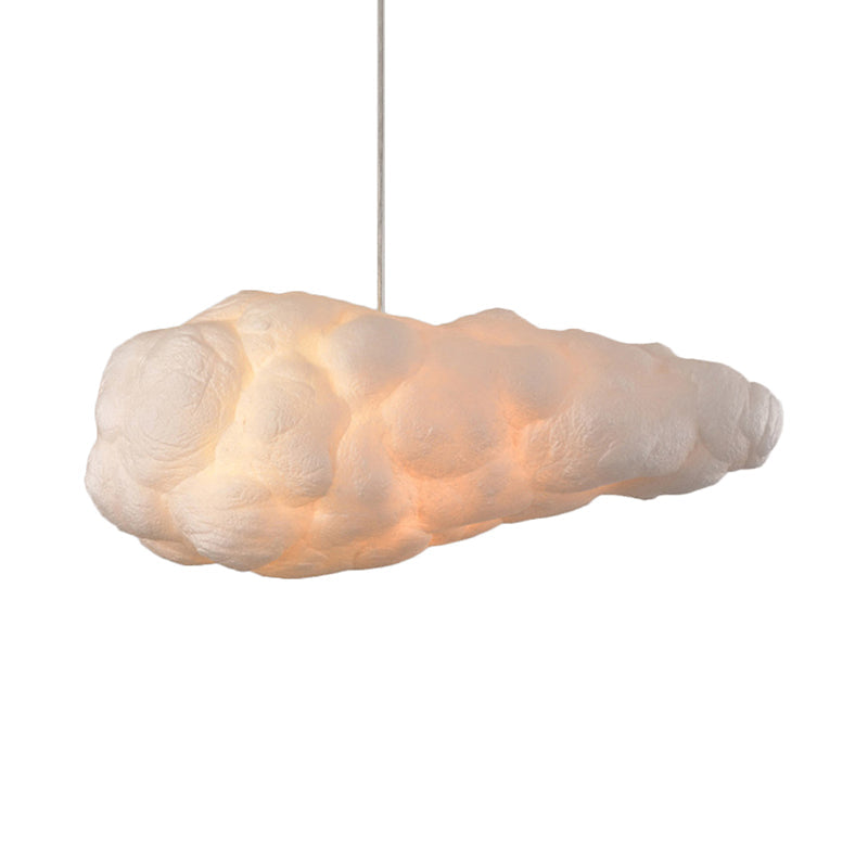 Contemporary Style Cloud Pendant Light Fixture Cotton 1/2/4-Light Dining Room Ceiling Fixture in White, 14