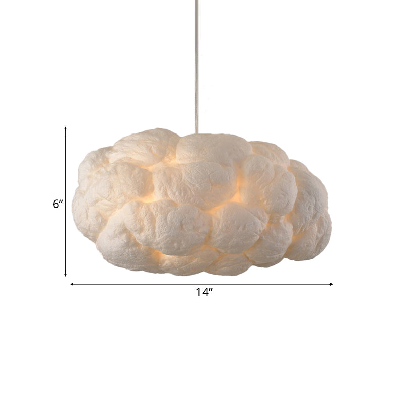 Contemporary Style Cloud Pendant Light Fixture Cotton 1/2/4-Light Dining Room Ceiling Fixture in White, 14