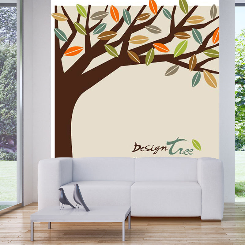 Childrens Art Cartoon Tree Mural Brown Moisture Resistant Wall Decoration for Kindergarten Brown Clearhalo 'Wall Decor' 'Wall Mural' 1185804