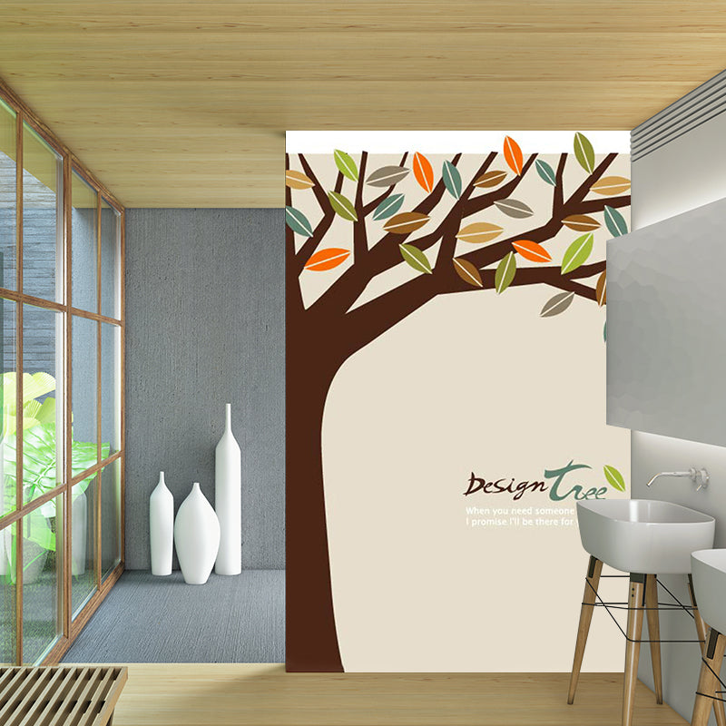 Childrens Art Cartoon Tree Mural Brown Moisture Resistant Wall Decoration for Kindergarten Clearhalo 'Wall Decor' 'Wall Mural' 1185806