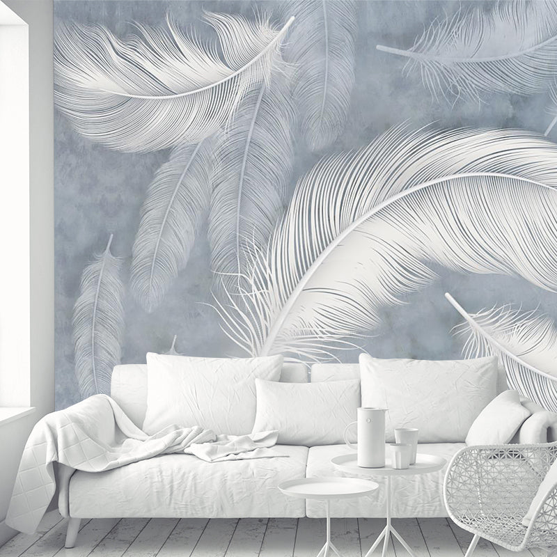 Illustration Feather Wall Paper Murals Full-Size Wall Covering for Accent Wall, Custom Made Clearhalo 'Wall Decor' 'Wall Mural' 1185900