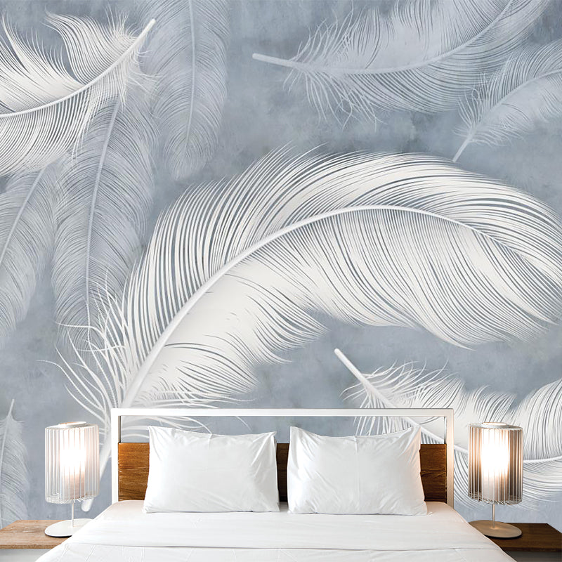 Illustration Feather Wall Paper Murals Full-Size Wall Covering for Accent Wall, Custom Made Clearhalo 'Wall Decor' 'Wall Mural' 1185901