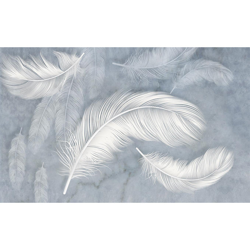 Illustration Feather Wall Paper Murals Full-Size Wall Covering for Accent Wall, Custom Made Clearhalo 'Wall Decor' 'Wall Mural' 1185902