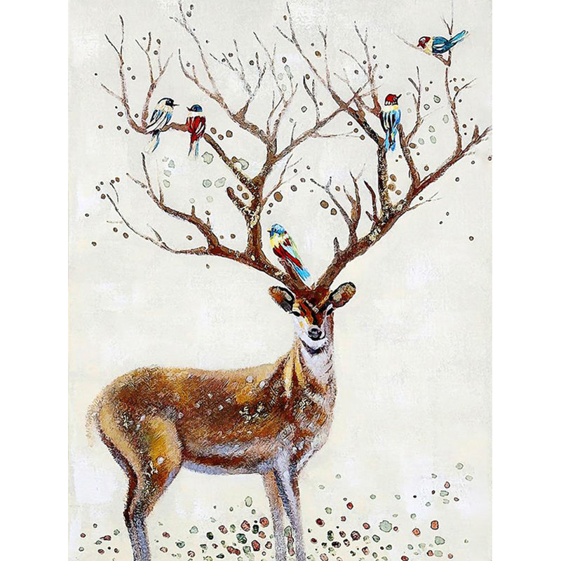 Modern Sika Deer Wall Murals for Decoration, Customize Size Available Wall Art in Brown Clearhalo 'Wall Decor' 'Wall Mural' 1185922