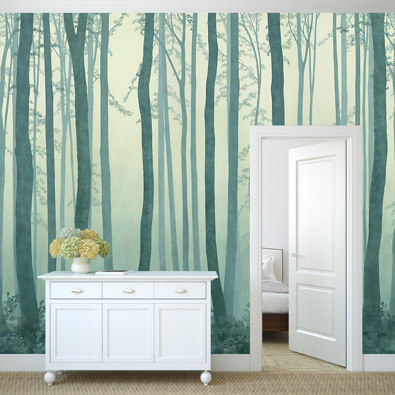 Misty Trees Wall Murals Decal for Living Room Forest Wall Decor, Made to Measure Clearhalo 'Wall Decor' 'Wall Mural' 1185970