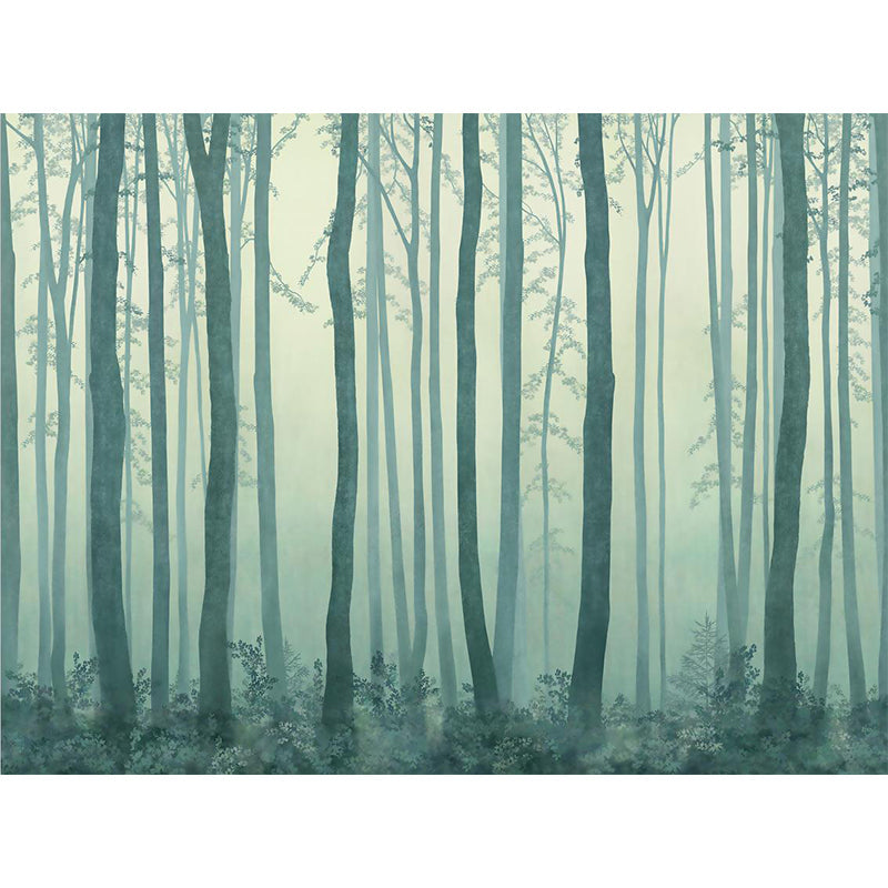 Misty Trees Wall Murals Decal for Living Room Forest Wall Decor, Made to Measure Clearhalo 'Wall Decor' 'Wall Mural' 1185972