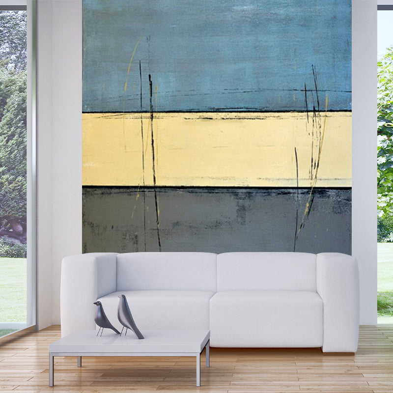 Geometric Color Swatches Murals Minimalist Non-Woven Wall Art in Yellow and Blue Yellow-Blue Clearhalo 'Wall Decor' 'Wall Mural' 1185989