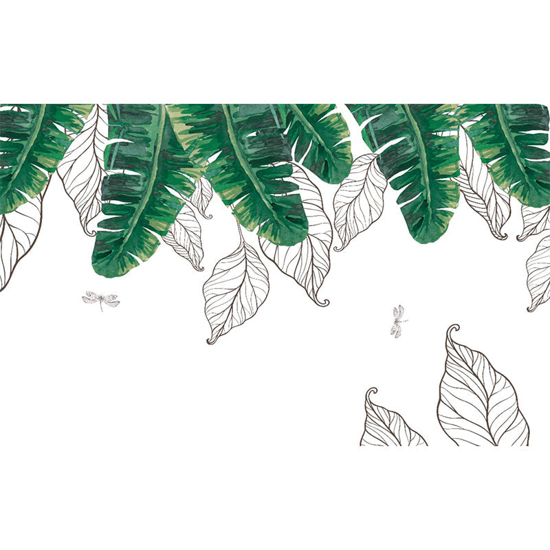 Illustration Banana Leaf Mural Wallpaper Whole Wall Covering for Bedroom, Personalized Size Clearhalo 'Wall Decor' 'Wall Mural' 1186002