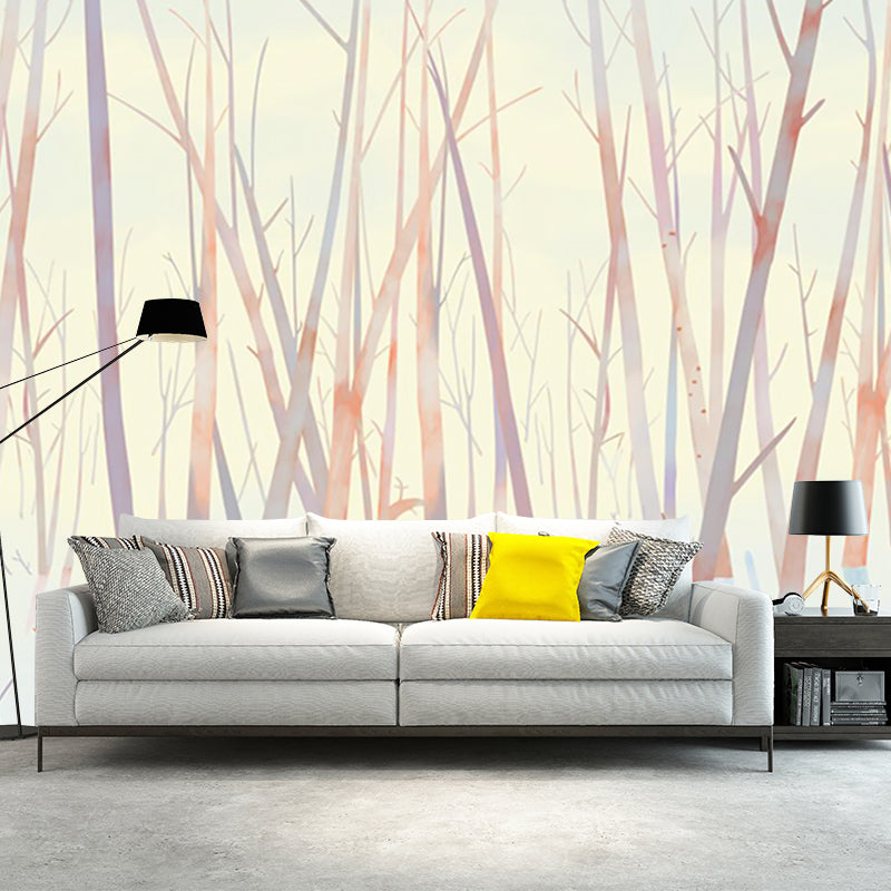 Tree without Leaf Murals Wallpaper Modern Eco-Friendly Fireplace Wall Decor, Full Size Clearhalo 'Wall Decor' 'Wall Mural' 1186016