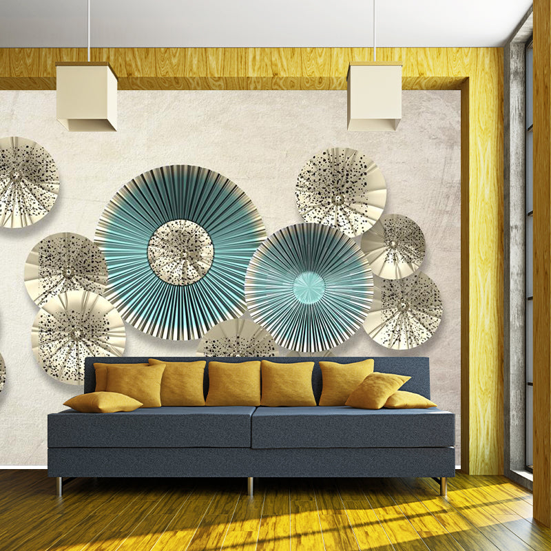 Lotus Leaf Inspired Wall Mural Brown Modern Style Wall Decoration for Living Room Brown Clearhalo 'Wall Decor' 'Wall Mural' 1186044