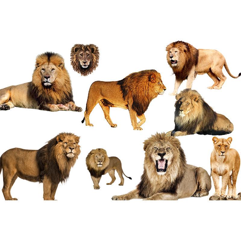 Contemporary Lions Murals Non-Woven Fabric Washable Brown Wall Covering for Accent Wall Clearhalo 'Wall Decor' 'Wall Mural' 1186052