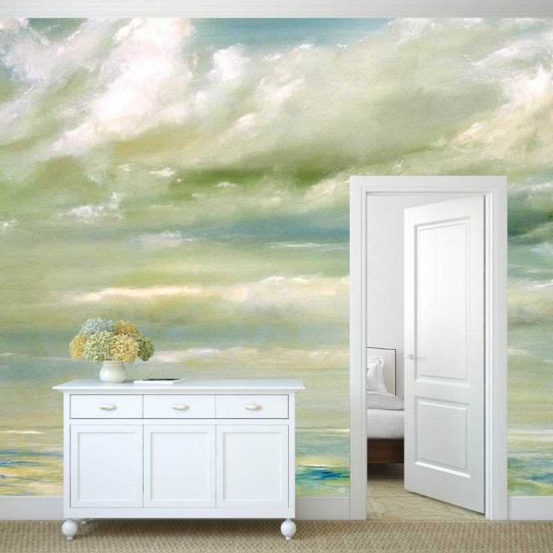 Photography Cloudy Sea Mural Decal Large Wall Decor for Living Room, Custom Size Available Clearhalo 'Wall Decor' 'Wall Mural' 1186345