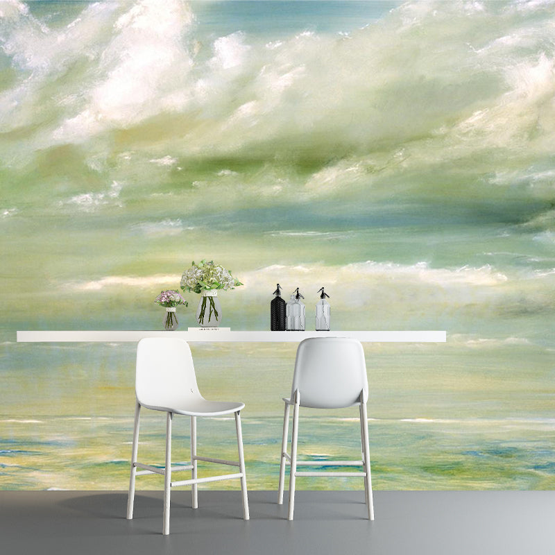 Photography Cloudy Sea Mural Decal Large Wall Decor for Living Room, Custom Size Available Clearhalo 'Wall Decor' 'Wall Mural' 1186346