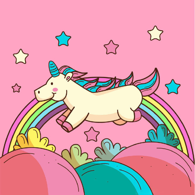 Magic Unicorn Pattern Wall Mural Decal in Pink, Cartoon Style Wall Covering for Baby Room Clearhalo 'Wall Decor' 'Wall Mural' 1186427