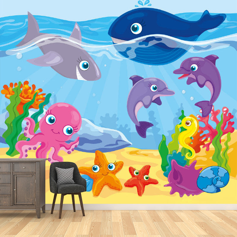 Moisture Resistant Murals for Wall Cartoon Style Non-Woven Fabric Wall Decor, Customize Size Available Clearhalo 'Wall Decor' 'Wall Mural' 1186450