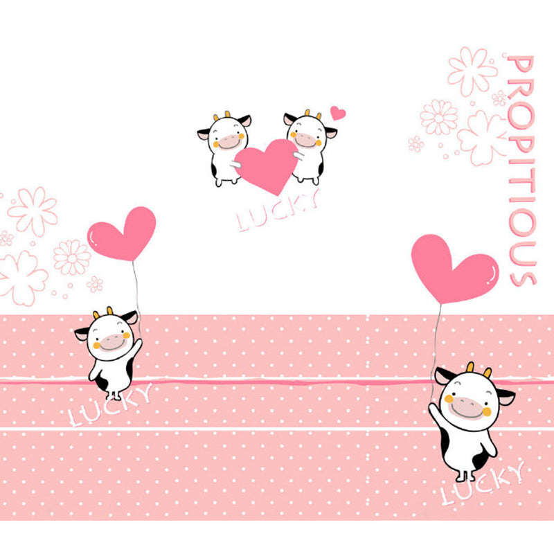 Cows and Heart Balloon Mural Decal Cartoon Waterproofing Baby Room Wall Decor, Full Size Clearhalo 'Wall Decor' 'Wall Mural' 1186467